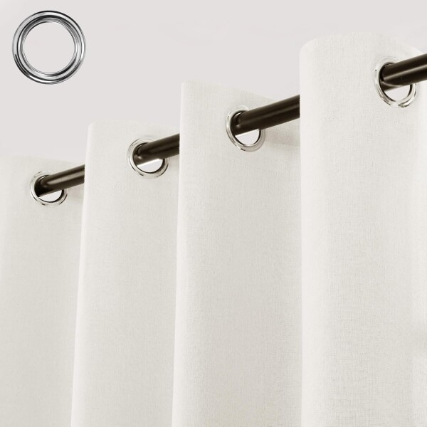 Cortina Blackout 100% Engomada Termica Set 2 Paños Tipo Lino Color Variante Blanco