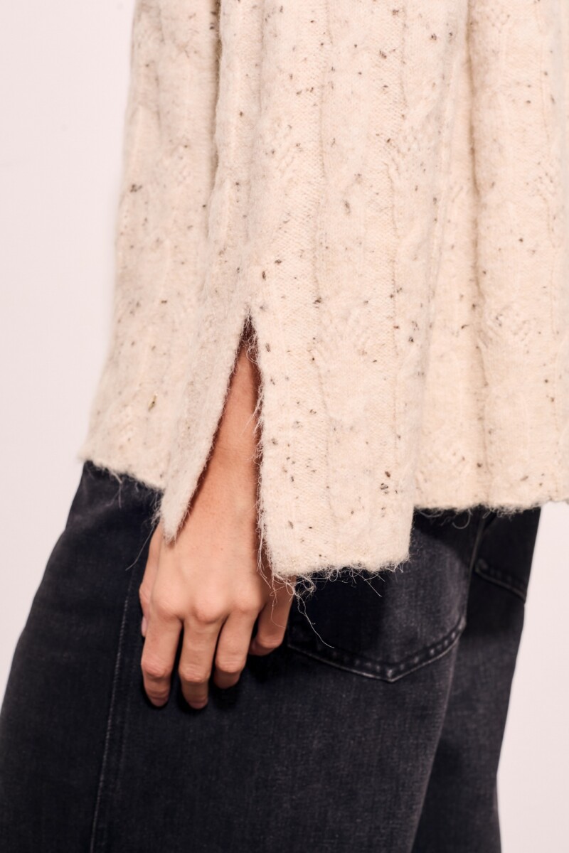 Polera Texturada Bouttonne Beige Melange