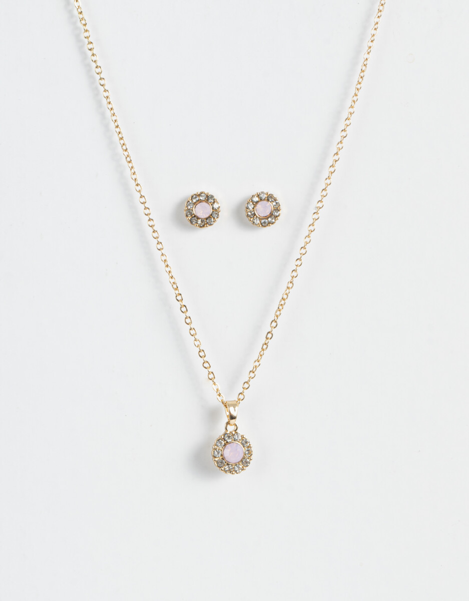 Set De Collar Y Aros Pasantes Con Strass 