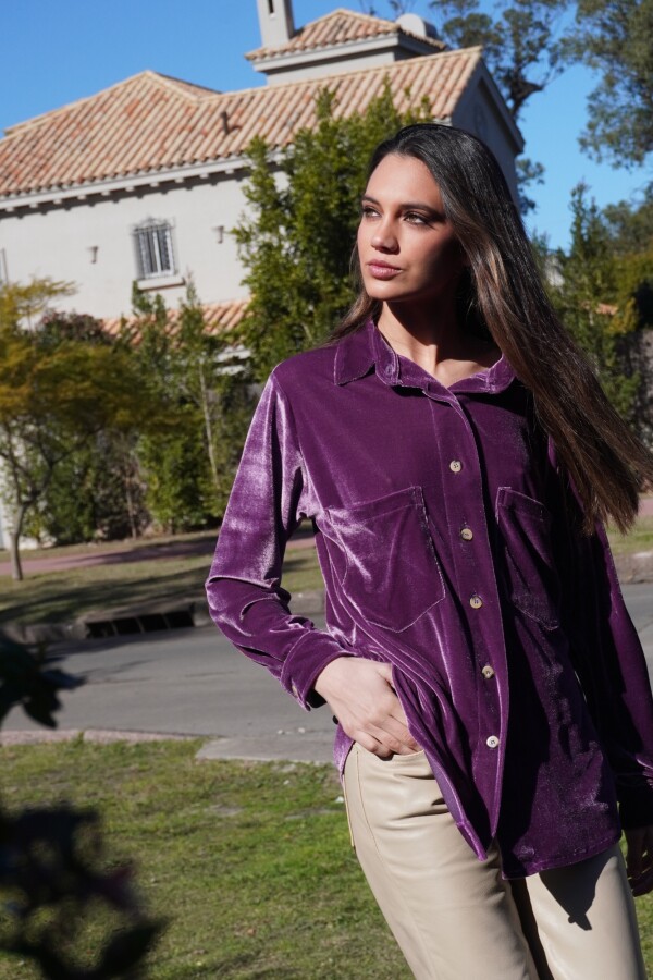 Velvet Shirt con Puño Morado