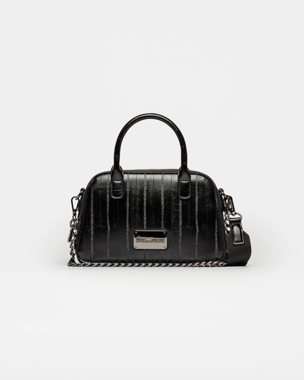 Cartera de mano New Penny en efecto cuero anguila Negro