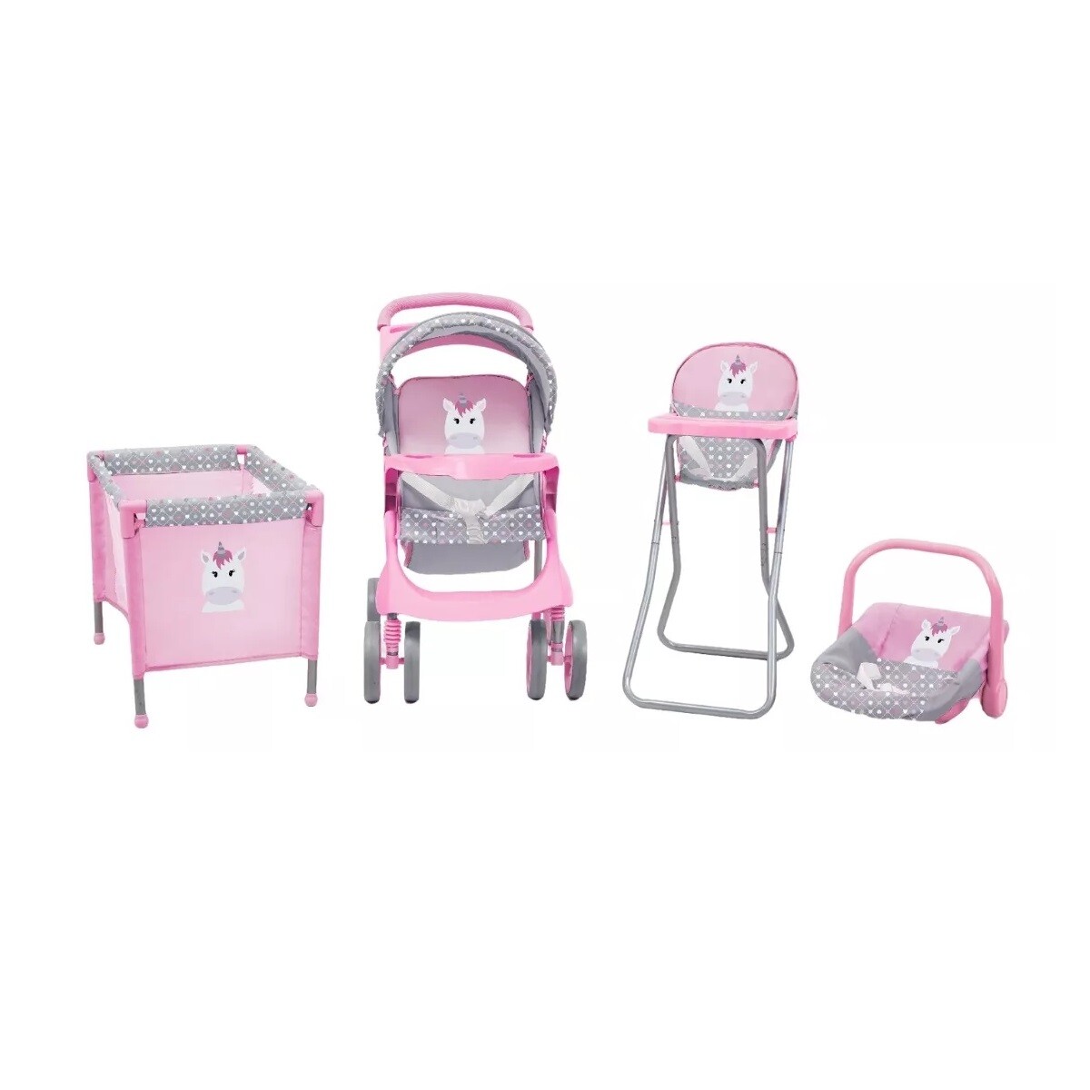 Set para Muñecas Bebesit 4 Piezas en 1 - ROSA-LILA 