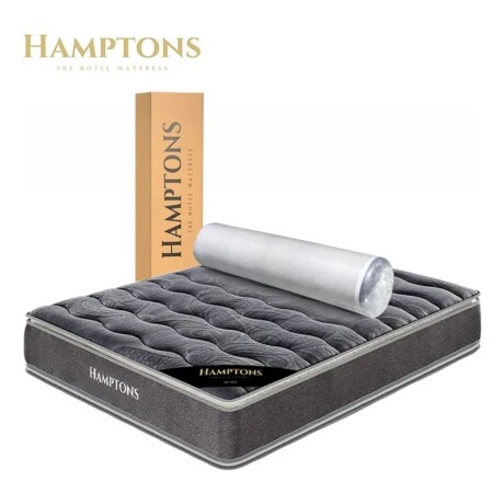 Sommier Queen Colchon Hamptons Hybrid Silver Beige