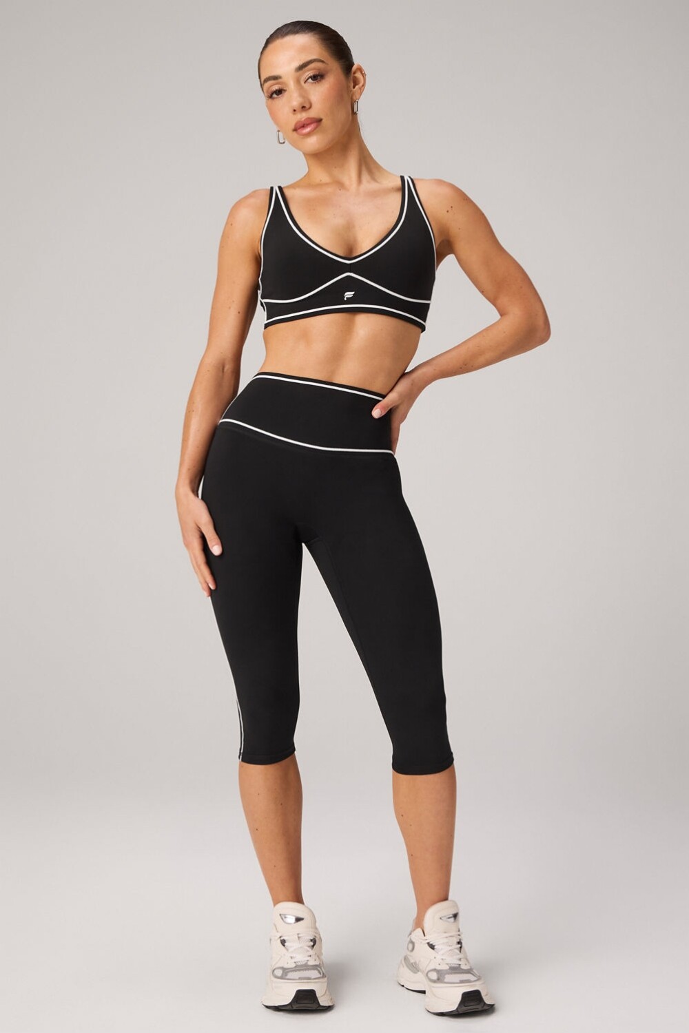Legging The No-Seam Pureluxe Tlc High-Waisted Capri Mujer Black/Classic White
