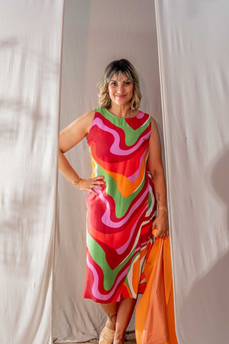 Vestido Cores Estampado