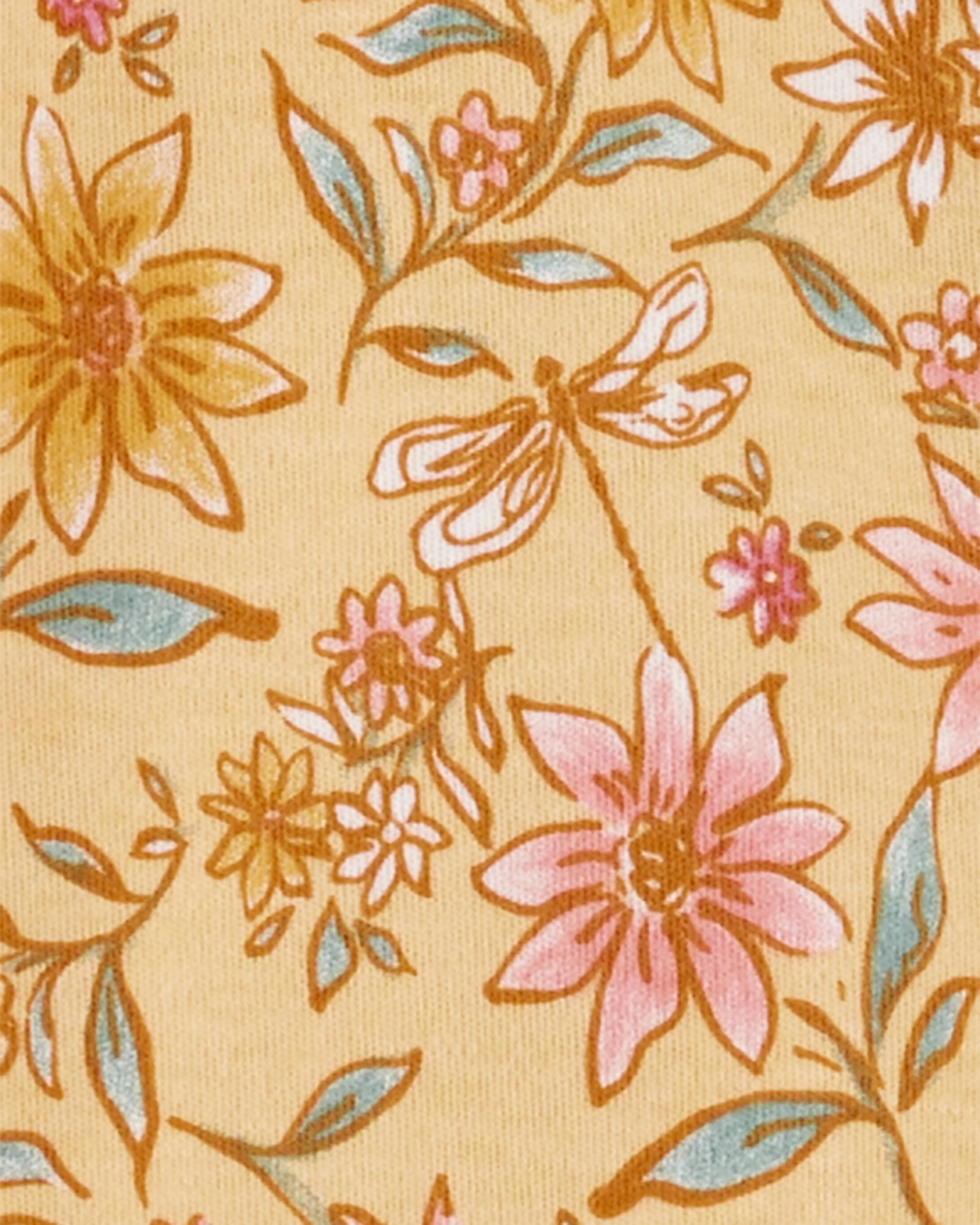 Pijama una pieza de algodón con pie y diseño floral Pijama una pieza de algodón con pie y diseño floral
