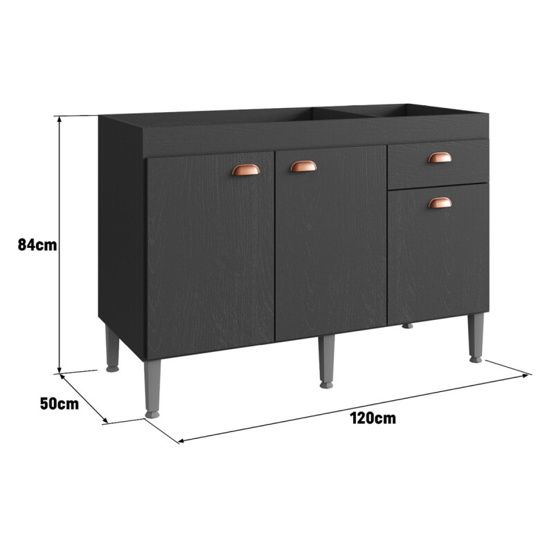 Bajo Mesada Mueble Cocina 3puertas 1cajón 120cm Con Pileta Bajo Mesada Mueble Cocina 3puertas 1cajón 120cm Con Pileta