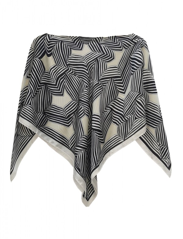 Poncho Saten Geometrico MULTI/NEGRO