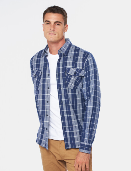 CAMISA DE VIYELA A CUADROS Azul