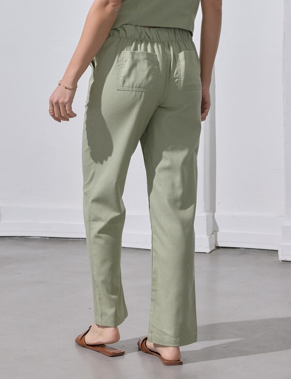 Pantalon Lino Solid VERDE