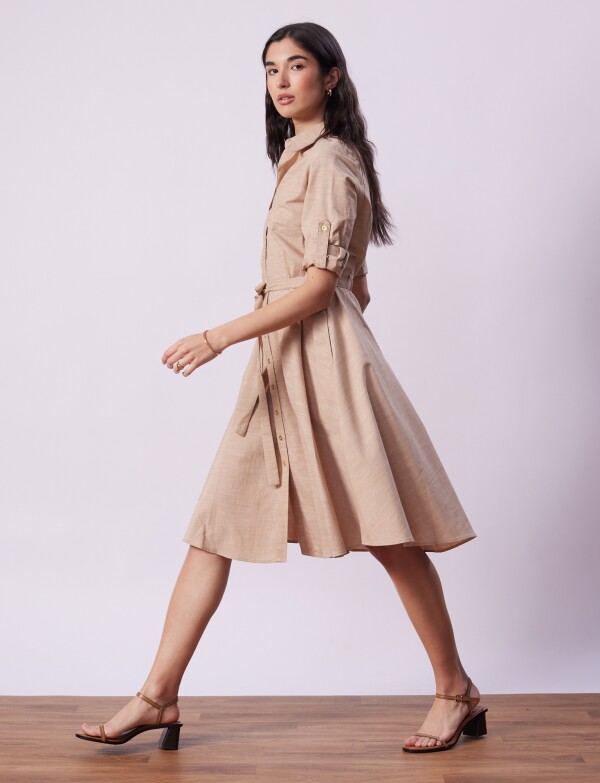 Vestido Camisero Lazo BEIGE