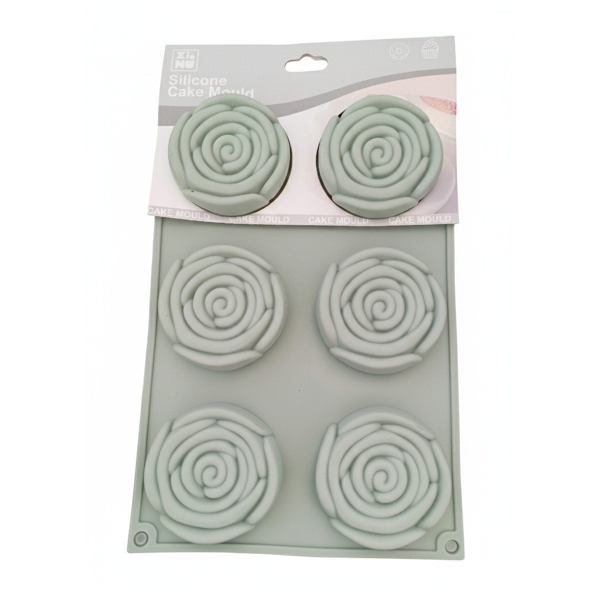 MOLDE SILICONA FLOR VERDE P/CUPCAKE 6 DIV 