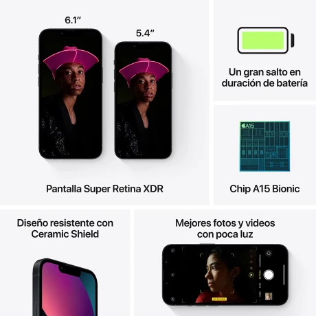 Apple - Smartphone Iphone 13 - IP68. 6,1'' Multitáctil super Retina Xdr Oled. Dualsim. 5G. 6 Core. I 001