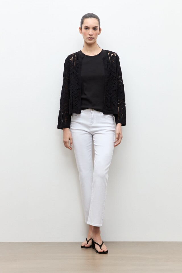 Chaqueta tejida crochet negro