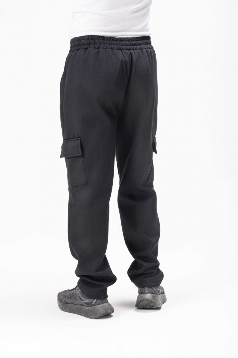 Pantalon Cargo Liso Negro