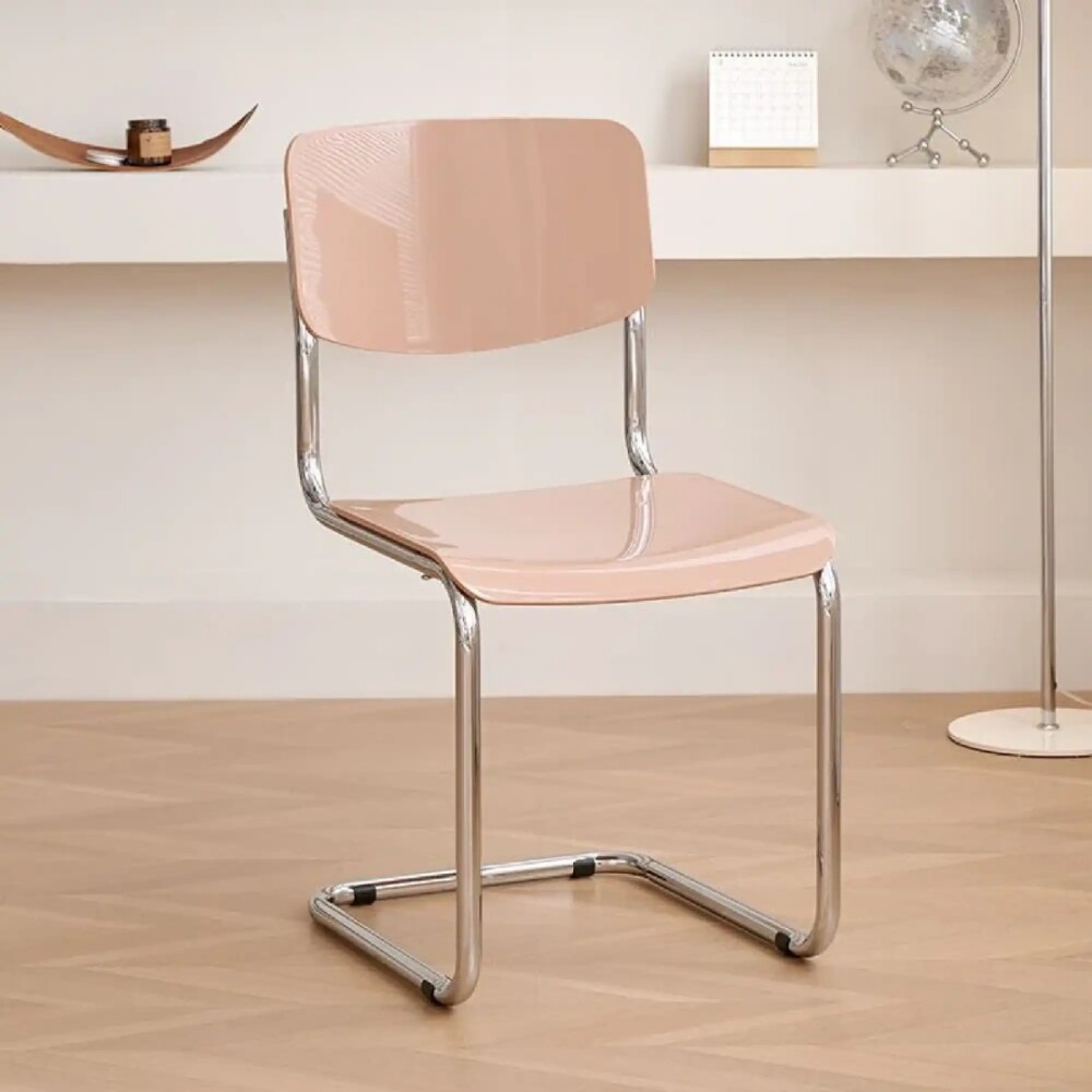 Silla de Comedor Metal Cromado y Madera - Moon Salmon