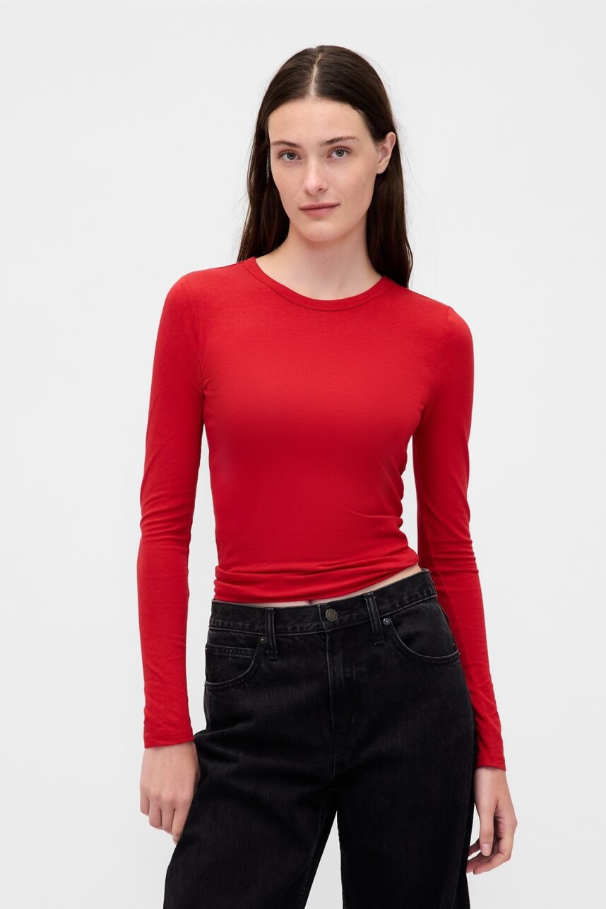 Remera Manga Larga Mujer Modern Red