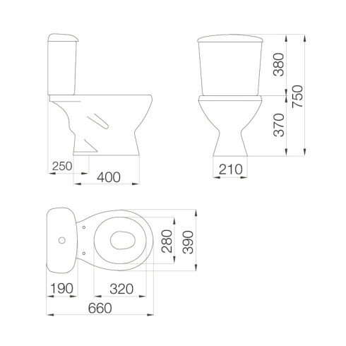 INODORO, TAPA Y MOCHILA FERRUM LINEA MAYO DESCARGA 25 CMS. BLANCO