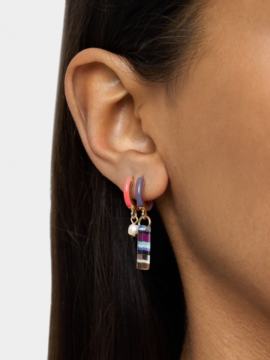 Set De Pendientes Multicolor Cuentas De Piedra multicolor