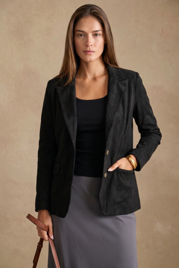 Blazer Gamuza Negro