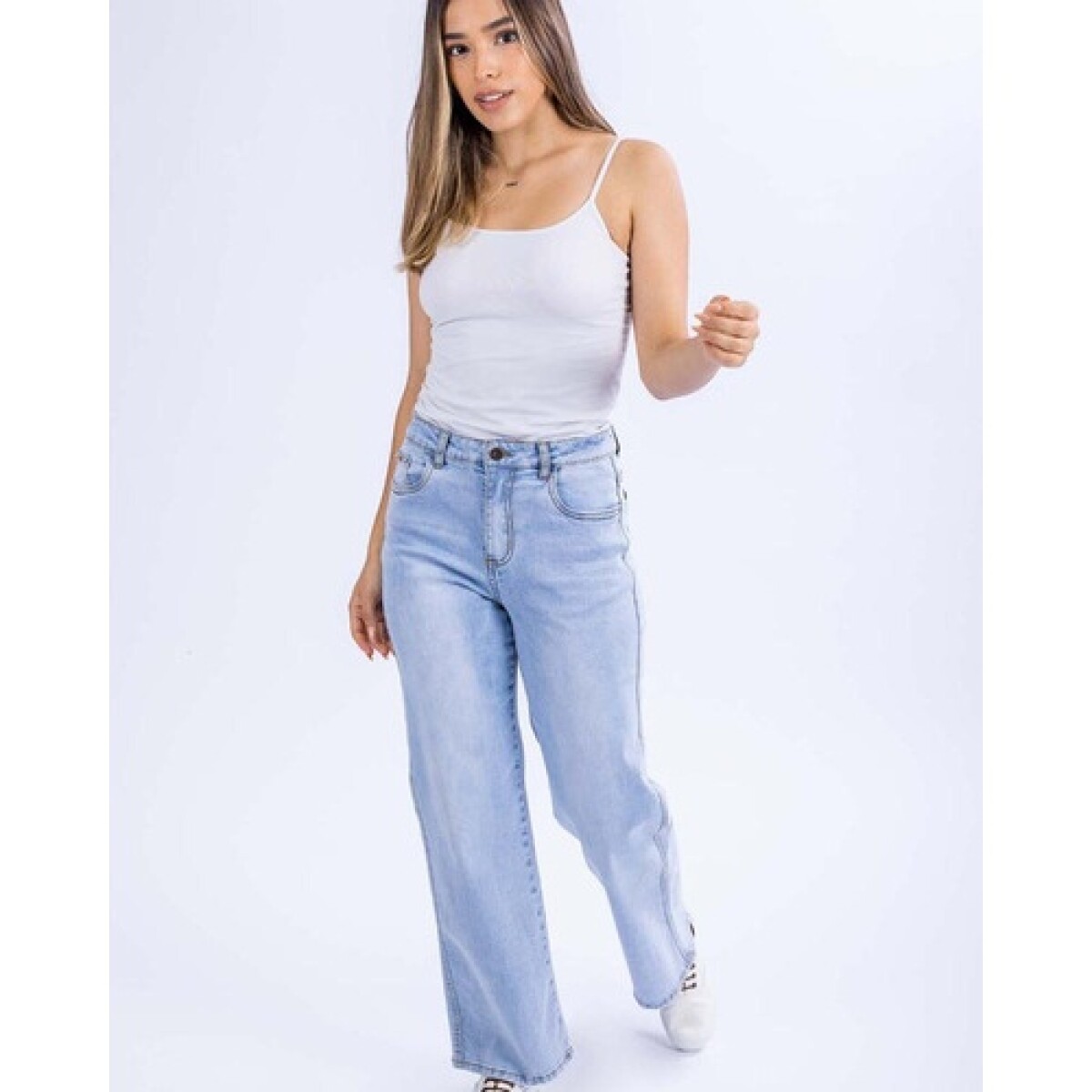 Pantalón de jeans para dama Wide UFO Paris Celeste - Celeste 