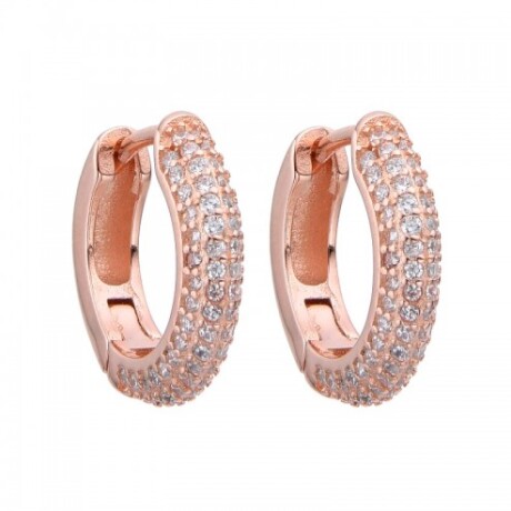 Par de aros de plata 925 con baño de oro rosado y circonias. Par de aros de plata 925 con baño de oro rosado y circonias.