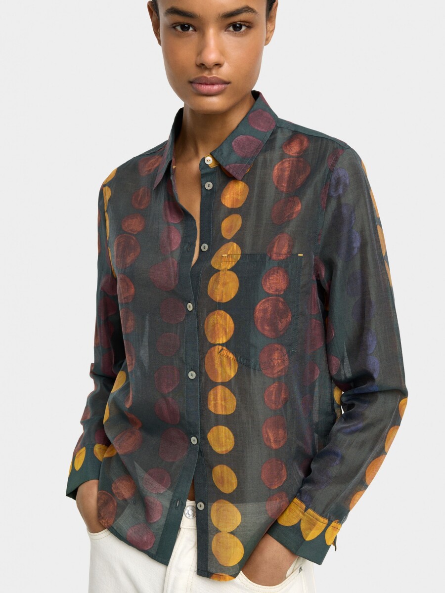 Camisa Semitransparente Estampada multicolor