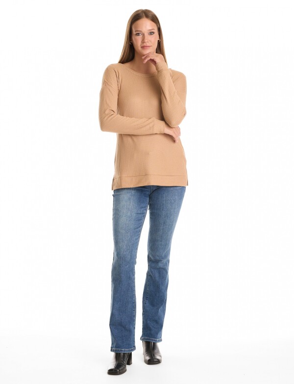 Remera Thermal Ribs TOSTADO