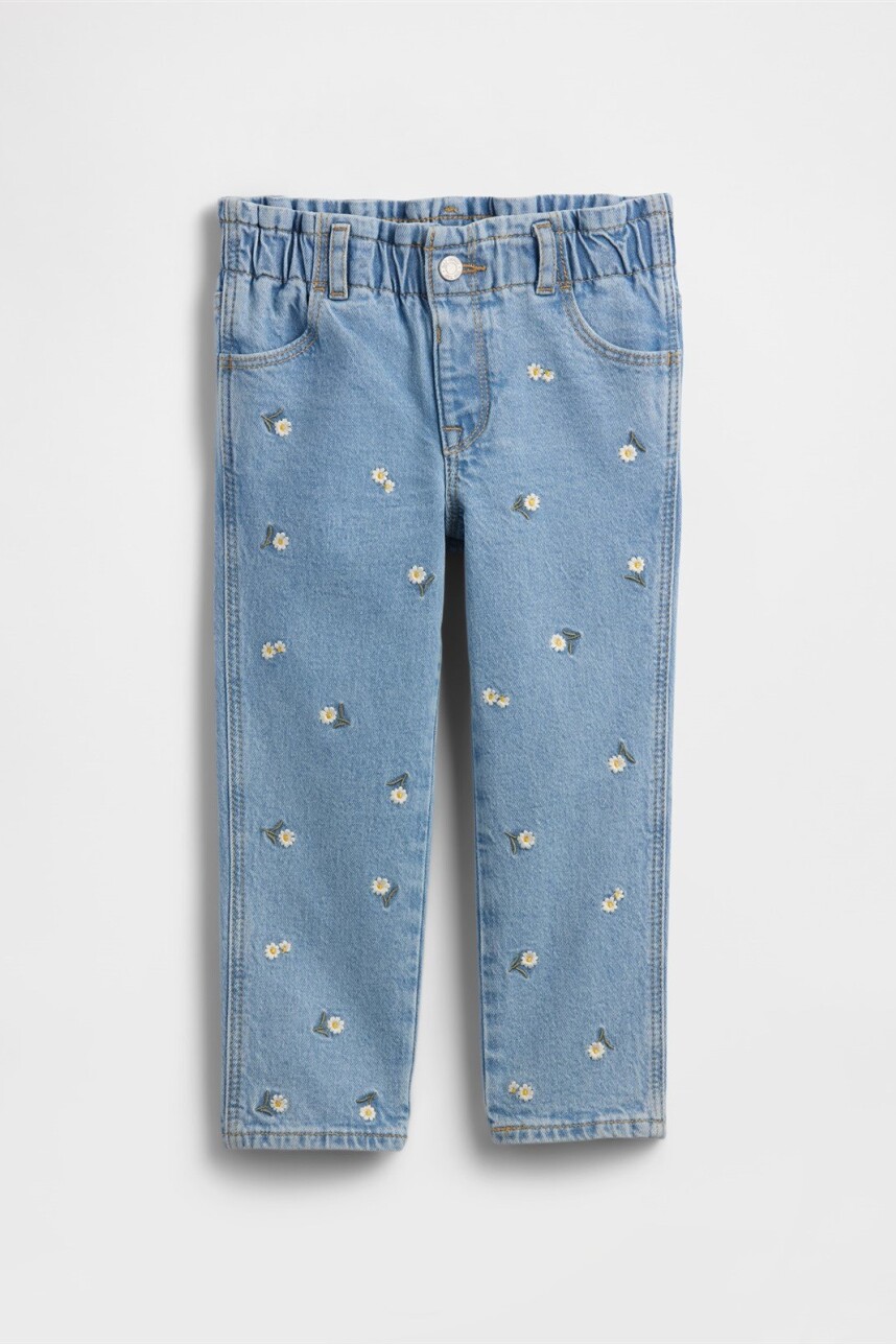 Jean Mom Toddler Niña Light Wash