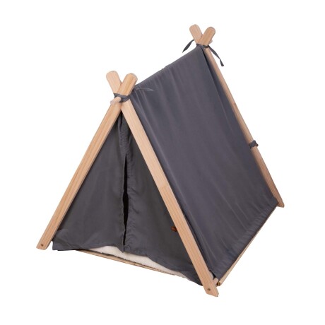 CAMA MASCOTAS TELA-Y-MADERA NEGRO CARPA