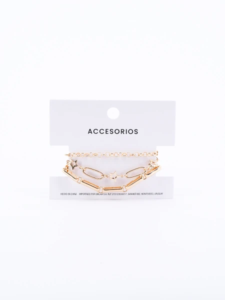 BRAZALETE SET X3 DORADO