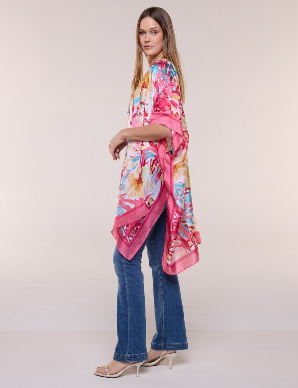 Kimono Satén Estampado Floral ROSA/MULTI