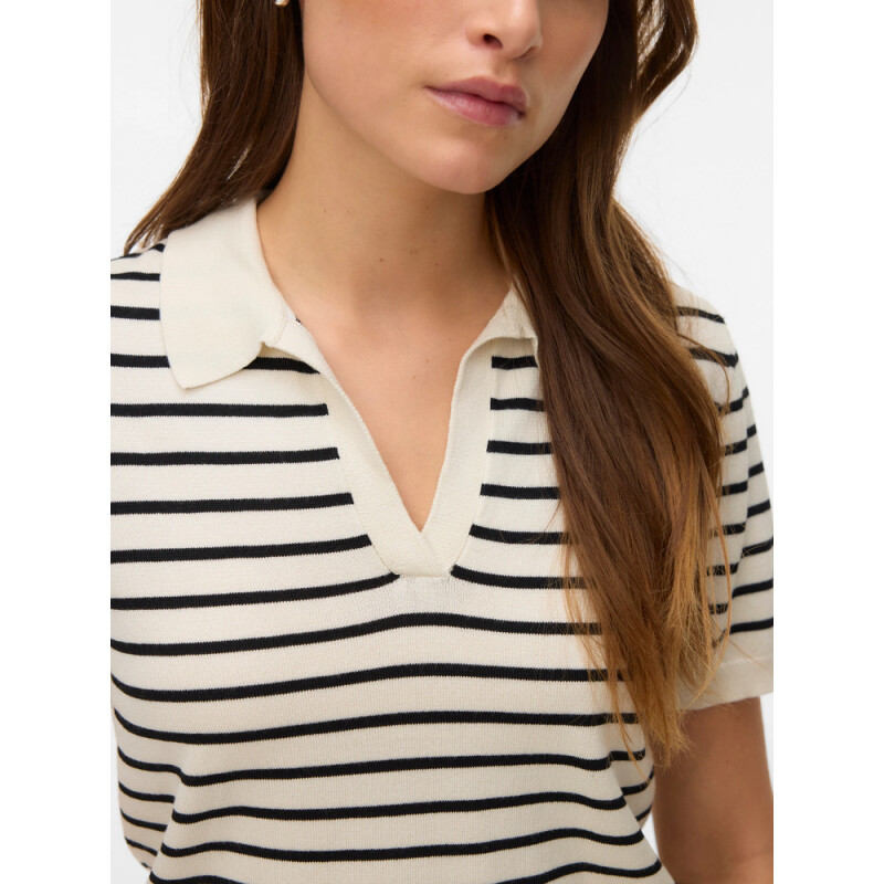 VMSILJE SS POLONECK PULLOVER Birch stripes Black