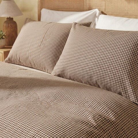 Fundas de almohada algodón Vichy Beige 50x70cm