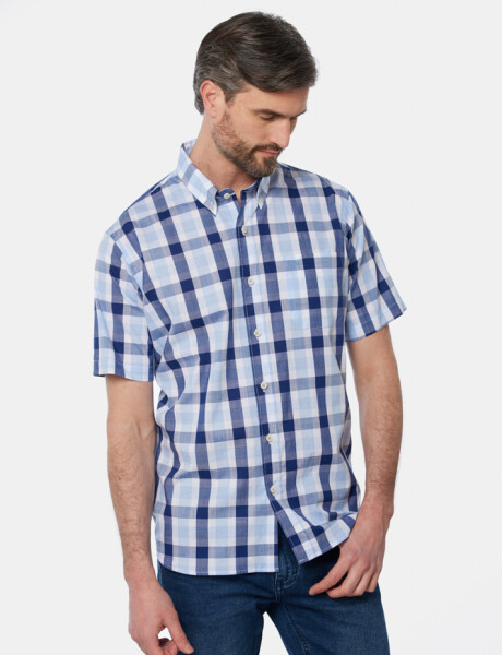 CAMISA A CUADROS Celeste