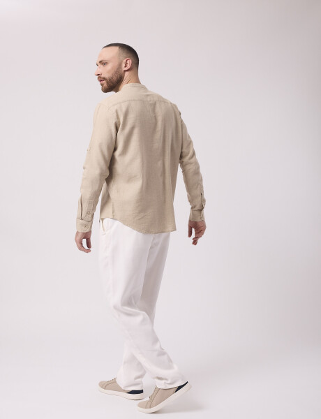Camisa m/l lino lisa crudo
