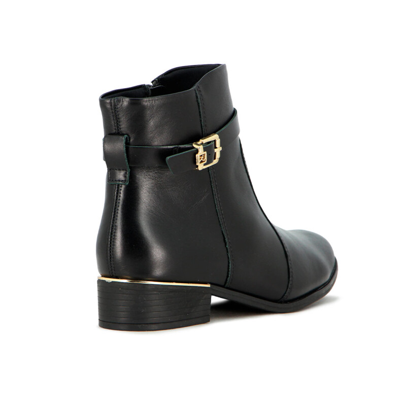 Bota De Mujer Ramarim Caña Baja Con Hebilla Taco Bajo Negro-negro