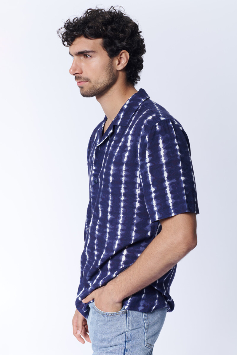 Camisa viscosa estampa arabescos Abstracta Azul