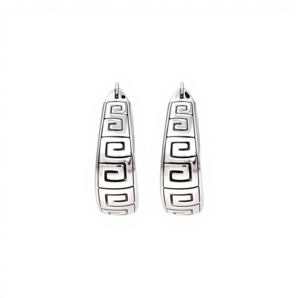 Caravanas Aro Oval Guarda Griega - Plata 925 - CA4244 sinpiedra