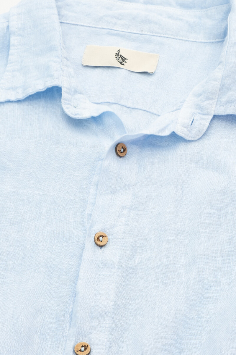 100% LINEN LONG SLEEVE SHIRT Celeste