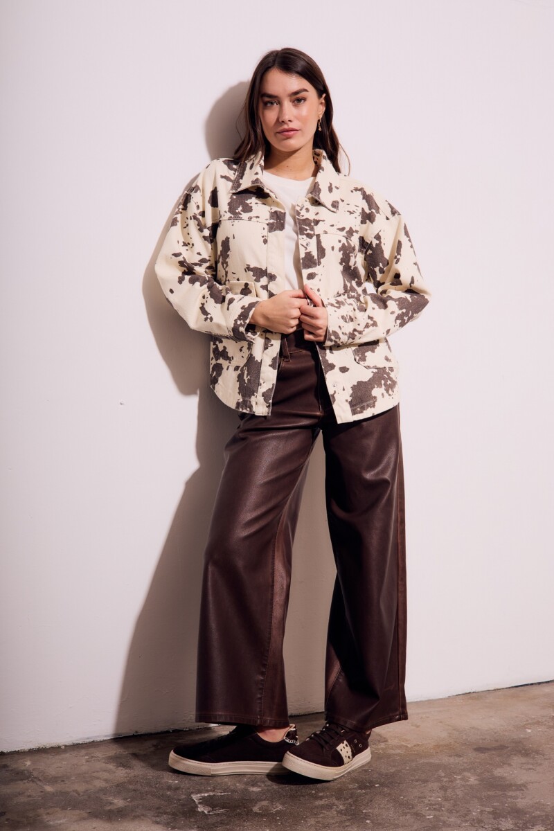 Campera Animal Print Vaca Marrón