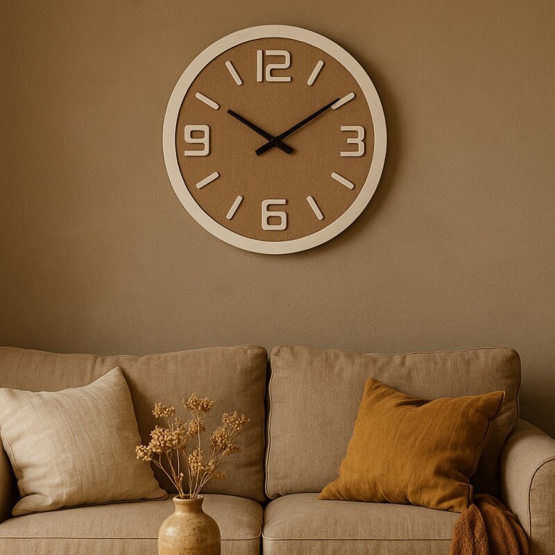 RELOJ DE PARED EN MDF FONDO EN ARPILLERA RELOJ DE PARED EN MDF FONDO EN ARPILLERA