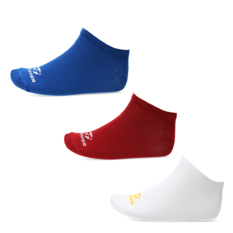 Medias de Niños Topper x3 Soquete Kids Blanco - Azul - Rojo