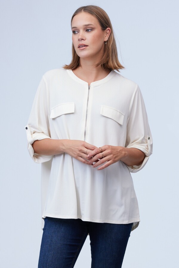 Blusa Oversize Zip CRUDO