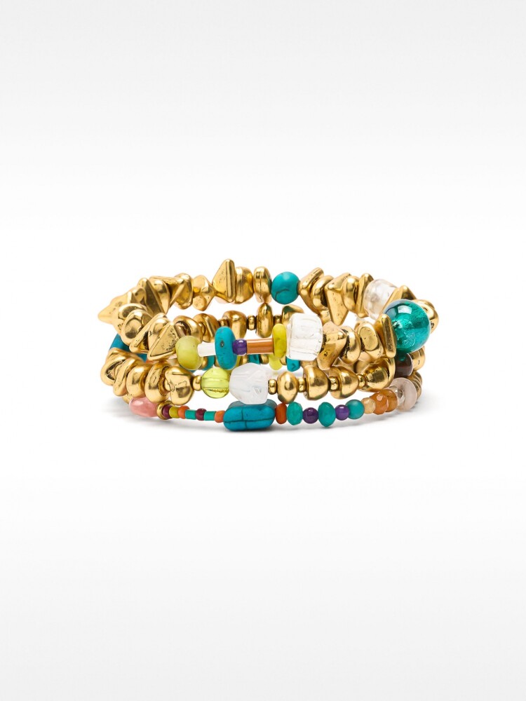 Set De Pulseras Elásticas Con Piedras multicolor