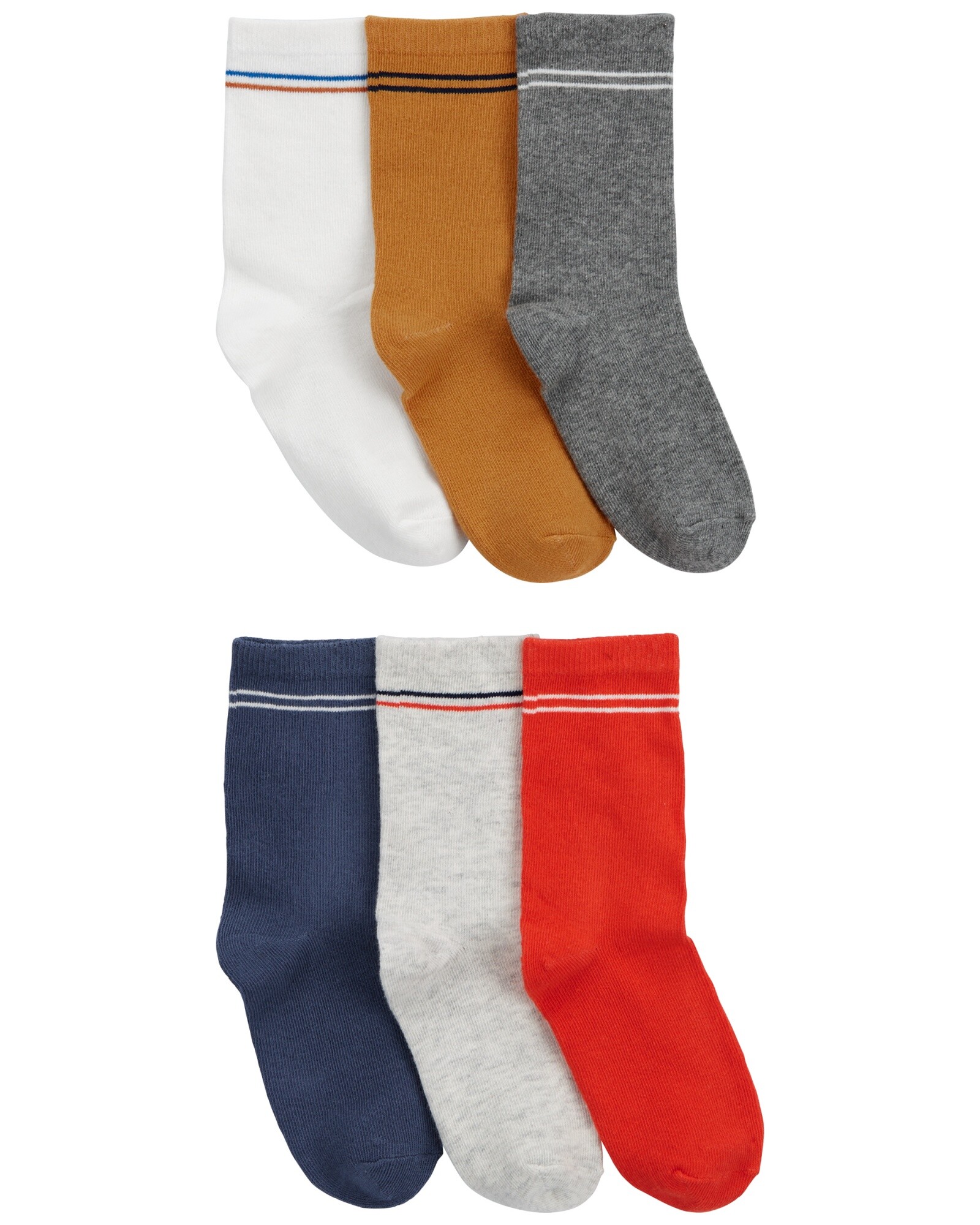 Pack seis pares de medias de algodón, diseños con rayas Sin color