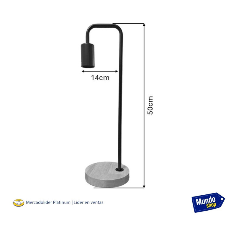 Lampara De Escritorio Metal Y Madera Retro Negro