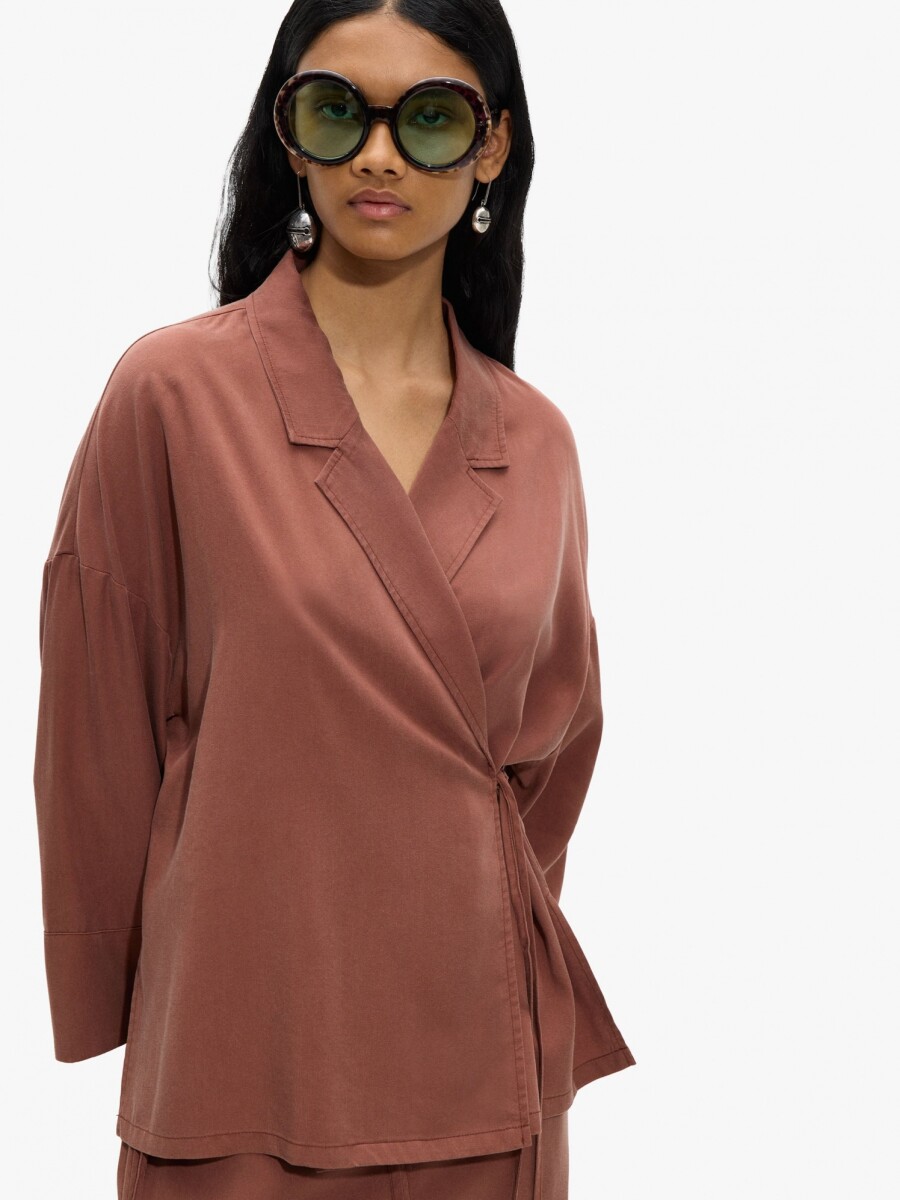 Blusa Estilo Blazer Con Cruce teja