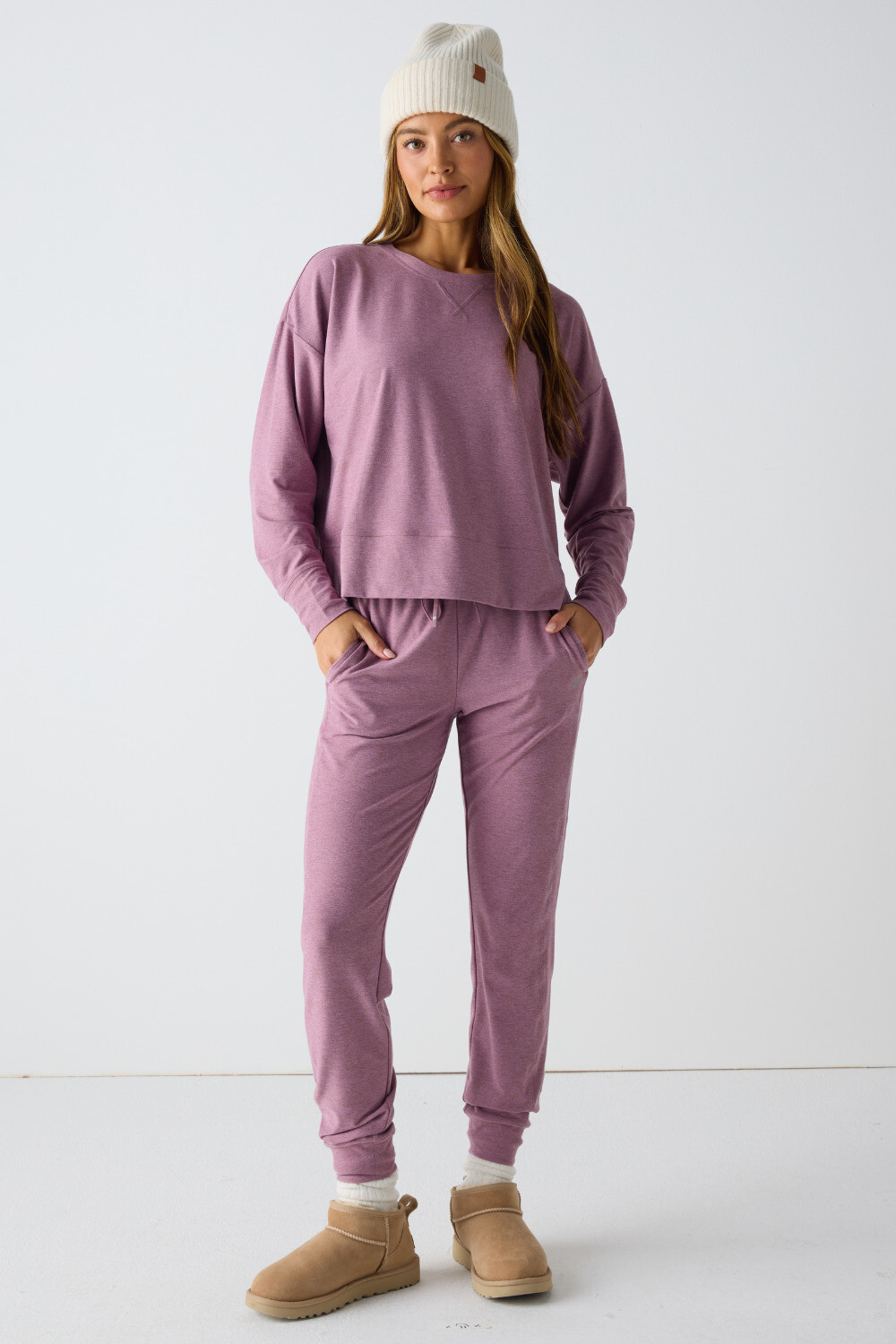 Leggings Jogger Cloud Jersey Mujer Mushroom Mauve Heather