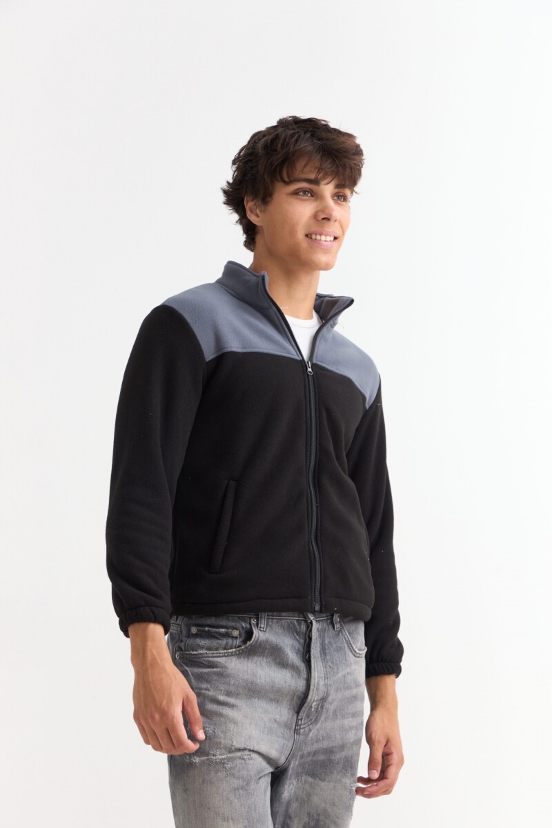 Campera de polar con corderito NEGRO